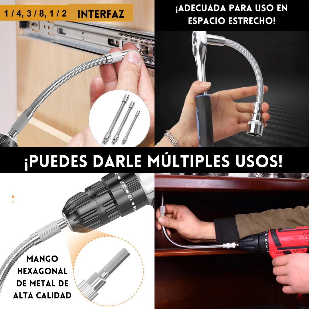 ¡LLEGA HASTA EL ÚLTIMO RINCÓN CON ESTA VARILLA DE EXTENSIÓN FLEXIBLE UNIVERSAL, DE MANDO DE LLAVE ELÉCTRICA!